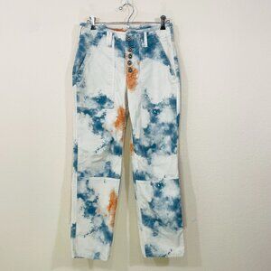 Pilcro Blue and Orange Tie-Dye Straight Leg Pants